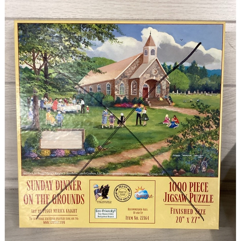 SUNSOUT 1000pc Puzzle 20"x27" Myrick-Knight Sunday Dinner Grounds‎ *Factory Seal
